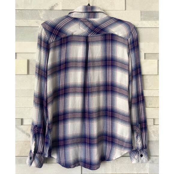 RAILS Hunter Long Sleeve Button Front Soft Classic Top Shirt in White Dusk XS - Picture 3 of 7